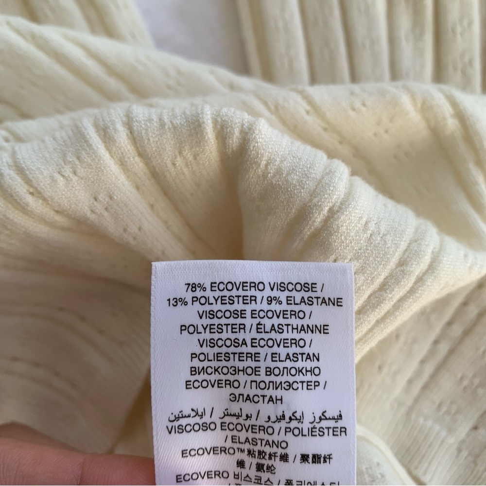 Doen Ellis Henley Pointelle Knit Button Crewneck Sweater Top Ivory - Picture 7 of 10